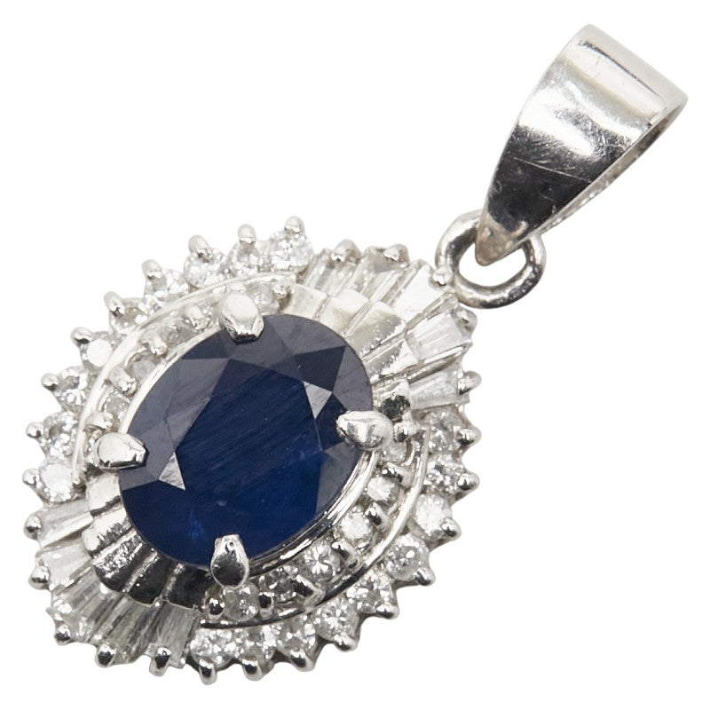 ノーブランド Pt900 プラチナ サファイア1.48ct ダイヤ0.50ct ペンダントトップ レディース no brand 【中古】