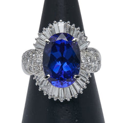 ノーブランド シルバー ブルー Pt900 プラチナ タンザナイト6.36ct ダイヤ1.45ct リング 指輪 レディース no brand 11号 【中古】