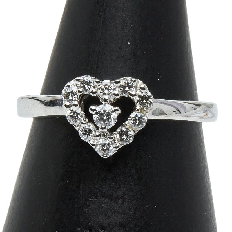 ポンテヴェキオ K18WG ホワイトゴールド ダイヤ0.22ct ハート モチーフ リング 指輪 レディース Ponte Vecchio 8号 【中古】