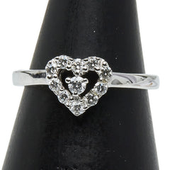 ポンテヴェキオ K18WG ホワイトゴールド ダイヤ0.22ct ハート モチーフ リング 指輪 レディース Ponte Vecchio 8号 【中古】