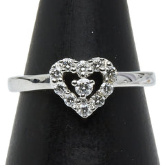 ポンテヴェキオ K18WG ホワイトゴールド ダイヤ0.22ct ハート モチーフ リング 指輪 レディース Ponte Vecchio 8号 【中古】