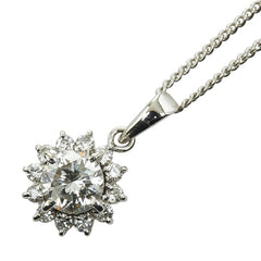 ノーブランド Pt900 プラチナ Pt850 プラチナ ダイヤ0.71ct ダイヤ0.20ct ペンダントネックレス レディース no brand 【中古】