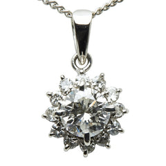 ノーブランド Pt900 プラチナ Pt850 プラチナ ダイヤ0.71ct ダイヤ0.20ct ペンダントネックレス レディース no brand 【中古】