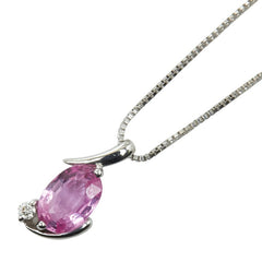 ノーブランド K18WG ホワイトゴールド ピンクサファイア0.01ct ペンダントネックレス レディース no brand 【中古】