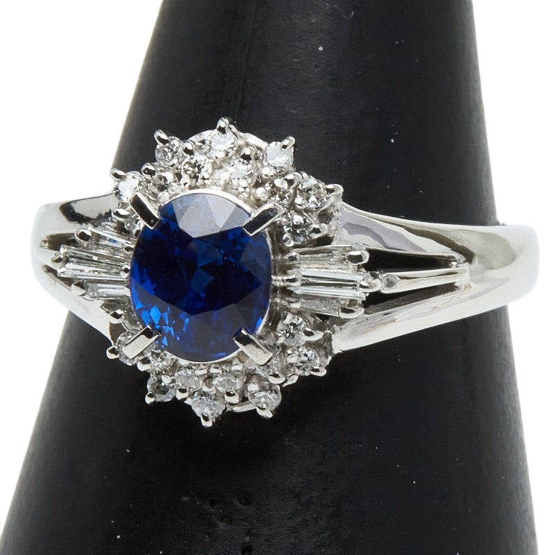 ノーブランド Pt900 プラチナ サファイア0.96ct ダイヤ0.20ct リング 指輪 レディース no brand 11号 【中古】