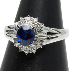 ノーブランド Pt900 プラチナ サファイア0.96ct ダイヤ0.20ct リング 指輪 レディース no brand 11号 【中古】