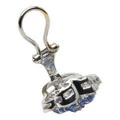 ノーブランド K14WG ホワイトゴールド Pt900 プラチナ サファイア2.72ct ダイヤ0.52ct フラワー 花 モチーフ イヤリング レディース no brand 【中古】