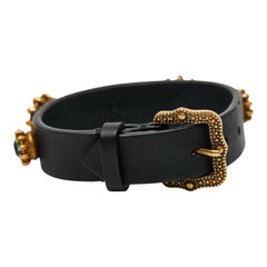グッチ タイガーヘッド ブレスレット ブラック ゴールド ビジュー レディース GUCCI 【中古】