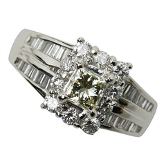 ノーブランド Pt900 プラチナ ダイヤ0.76ct ダイヤ0.516ct リング 指輪 レディース no brand 12号 【中古】