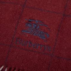バーバリー チェック マフラー ワインレッド ウール レディース BURBERRY 【中古】