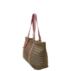 フェンディ ズッキーノ トートバッグ ハンドバッグ ショルダーバッグ 8BH215 ブラック キャンバス レザー レディース FENDI 【中古】