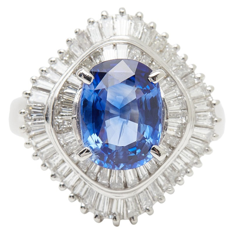 Pt900 プラチナ サファイア2.39ct ダイヤ1.00ct リング 指輪 レディース 9.5号 【中古】