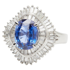 Pt900 プラチナ サファイア2.39ct ダイヤ1.00ct リング 指輪 レディース 9.5号 【中古】