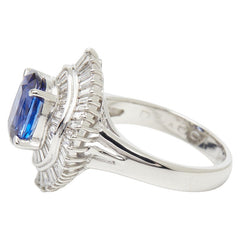 Pt900 プラチナ サファイア2.39ct ダイヤ1.00ct リング 指輪 レディース 9.5号 【中古】