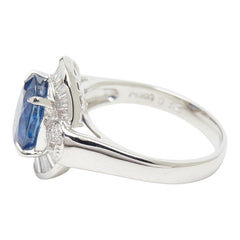 Pt900 プラチナ サファイア2.85ct ダイヤ0.44ct リング 指輪 レディース 12号 【中古】