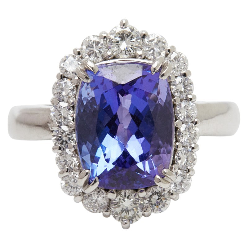 Pt900 プラチナ タンザナイト4.61ct ダイヤ0.71ct リング 指輪 レディース 12号 【中古】