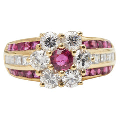 K18YG イエローゴールド ルビー0.28ct ダイヤ1.43ct ルビー0.81ct リング 指輪 レディース 11号 【中古】