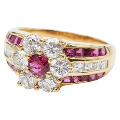 K18YG イエローゴールド ルビー0.28ct ダイヤ1.43ct ルビー0.81ct リング 指輪 レディース 11号 【中古】