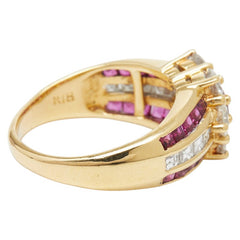 K18YG イエローゴールド ルビー0.28ct ダイヤ1.43ct ルビー0.81ct リング 指輪 レディース 11号 【中古】