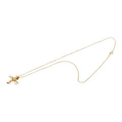 ミキモト クロスリボン 1Pダイヤ ネックレス K18YG イエローゴールド レディース MIKIMOTO 【中古】
