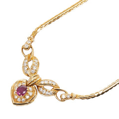 K18YG イエローゴールド ルビー0.25ct ダイヤ0.30ct ネックレス レディース 【中古】