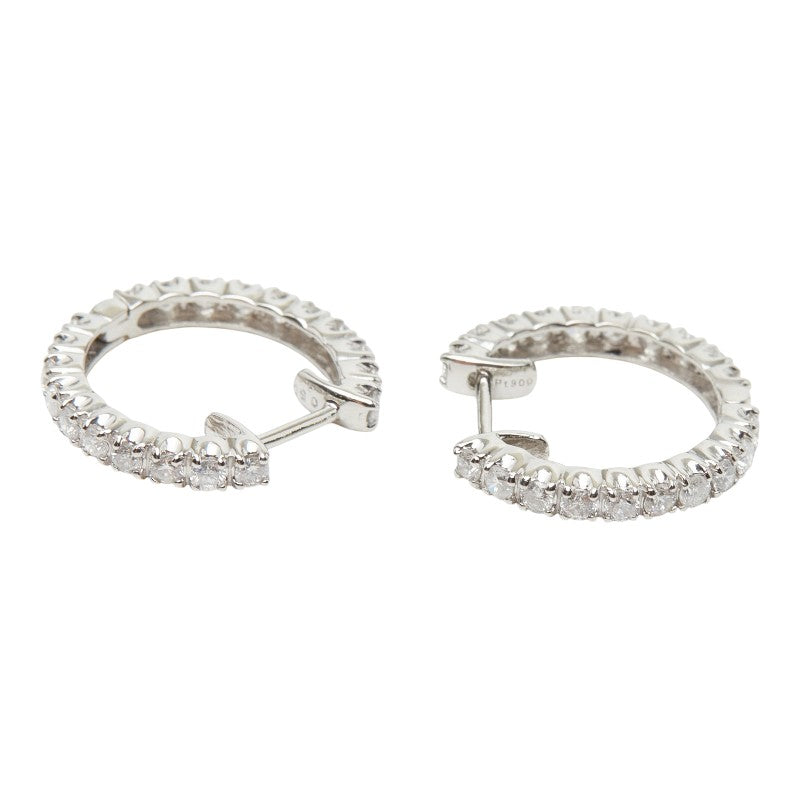 Pt900 プラチナ ダイヤ1.00ct フルエタニティピアス ピアス レディース 【中古】