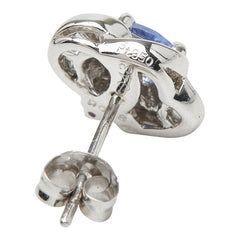 Pt850 プラチナ ダイヤ0.36ct サファイア0.41ct サファイア0.43ct スタッドピアス ピアス レディース 【中古】