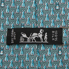エルメス ウサギ ネクタイ ブルー系 シルク レディース HERMES 【中古】