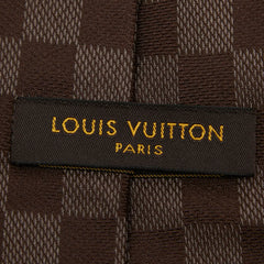 ルイ ヴィトン ダミエ ネクタイ ブラウン シルク メンズ LOUIS VUITTON 【中古】
