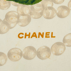 シャネル カメリア グリポア スカーフ アイボリー マルチカラー シルク レディース CHANEL 【中古】