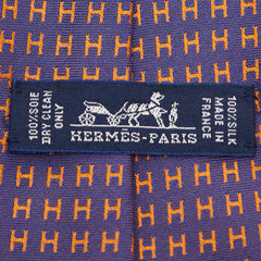 エルメス ファソネH ネクタイ パープル オレンジ バイオレット シルク メンズ HERMES 【中古】