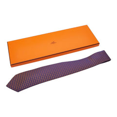エルメス ファソネH ネクタイ パープル オレンジ バイオレット シルク メンズ HERMES 【中古】
