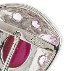 Pt900 プラチナ ルビー ピンクサファイア ダイヤ イヤリング ピアス レディース 【中古】