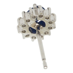 Pt900 プラチナ サファイア ダイヤ0.16ct フラワーモチーフ ピアス レディース 【中古】