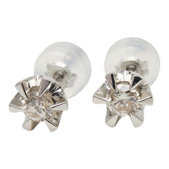 Pt900 プラチナ ダイヤ0.30ct フラワーモチーフ ピアス レディース 【中古】