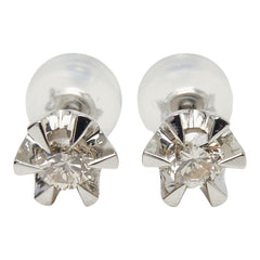 Pt900 プラチナ ダイヤ0.30ct フラワーモチーフ ピアス レディース 【中古】