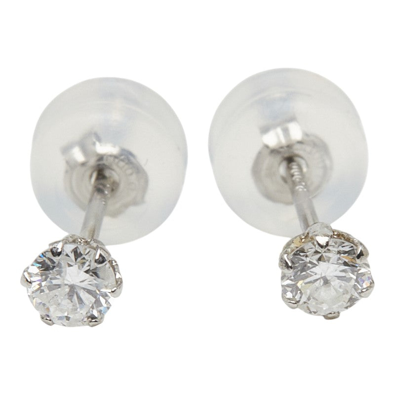 Pt900 プラチナ ダイヤ0.109ct ダイヤ0.107ct フラワーモチーフ スタッドピアス ピアス レディース 【中古】
