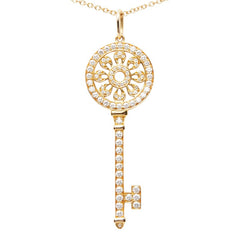 ティファニー K18YG イエローゴールド ダイヤ ペタル キー ミディアム ネックレス レディース TIFFANY&Co. 【中古】