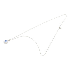 Pt900 プラチナ Pt850 プラチナ ライトブルーサファイア1.44ct ダイヤ0.24ct フラワーモチーフ ネックレス レディース 【中古】