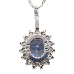 Pt900 プラチナ Pt850 プラチナ ライトブルーサファイア1.44ct ダイヤ0.24ct フラワーモチーフ ネックレス レディース 【中古】