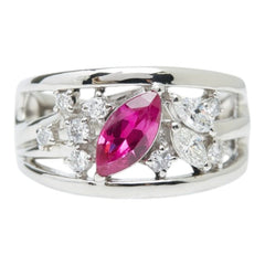 Pt900 プラチナ ルビー0.714ct ダイヤ0.41ct リング 指輪 レディース 15号 【中古】