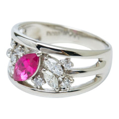 Pt900 プラチナ ルビー0.714ct ダイヤ0.41ct リング 指輪 レディース 15号 【中古】