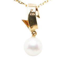 ミキモト 真珠 K18YG イエローゴールド アコヤパール7.1mm ペンダント ネックレス レディース MIKIMOTO 【中古】