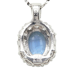 Pt900 プラチナ K18WG ホワイトゴールド サファイア1.36ct ダイヤ0.32ct フラワーモチーフ ペンダントトップ ネックレス レディース 【中古】
