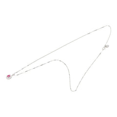 Pt900 プラチナ K18WG ホワイトゴールド ルビー0.53ct ダイヤ0.19ct フラワーモチーフ ネックレス レディース 【中古】