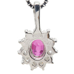 Pt900 プラチナ K18WG ホワイトゴールド ルビー0.53ct ダイヤ0.19ct フラワーモチーフ ネックレス レディース 【中古】