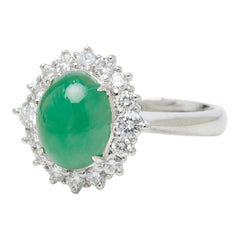 Pt900 プラチナ ヒスイ 翡翠2.35ct ダイヤ0.46ct リング 指輪 レディース 13号 【中古】