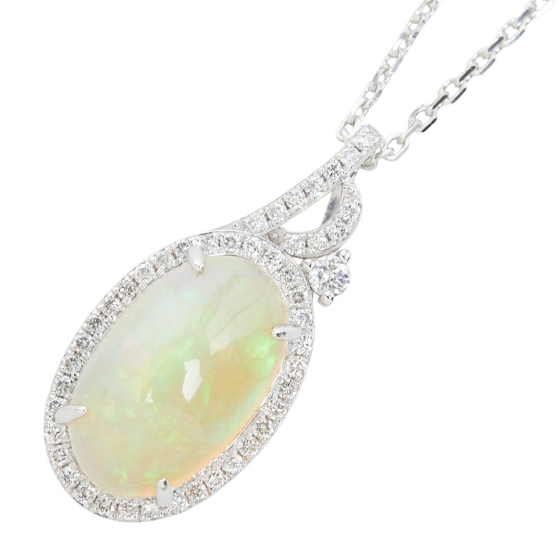 Pt950 プラチナ オパール オパール3.35ct ダイヤ0.29ct ペンダント ネックレス レディース 【中古】