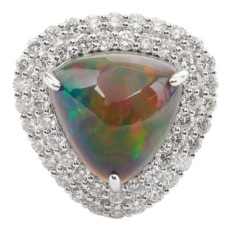 Pt950 プラチナ オパール スモークオパール5.65ct ダイヤ1.90ct リング 指輪 レディース 11.5号 【中古】