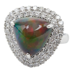Pt950 プラチナ オパール スモークオパール5.65ct ダイヤ1.90ct リング 指輪 レディース 11.5号 【中古】
